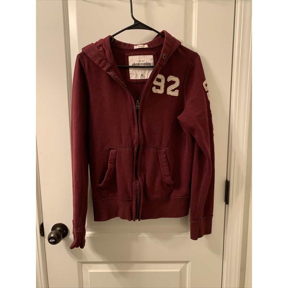 Ambercrombie Kids Unisex Zip Up Sweat Hoodie Jacket Size XL Burgundy